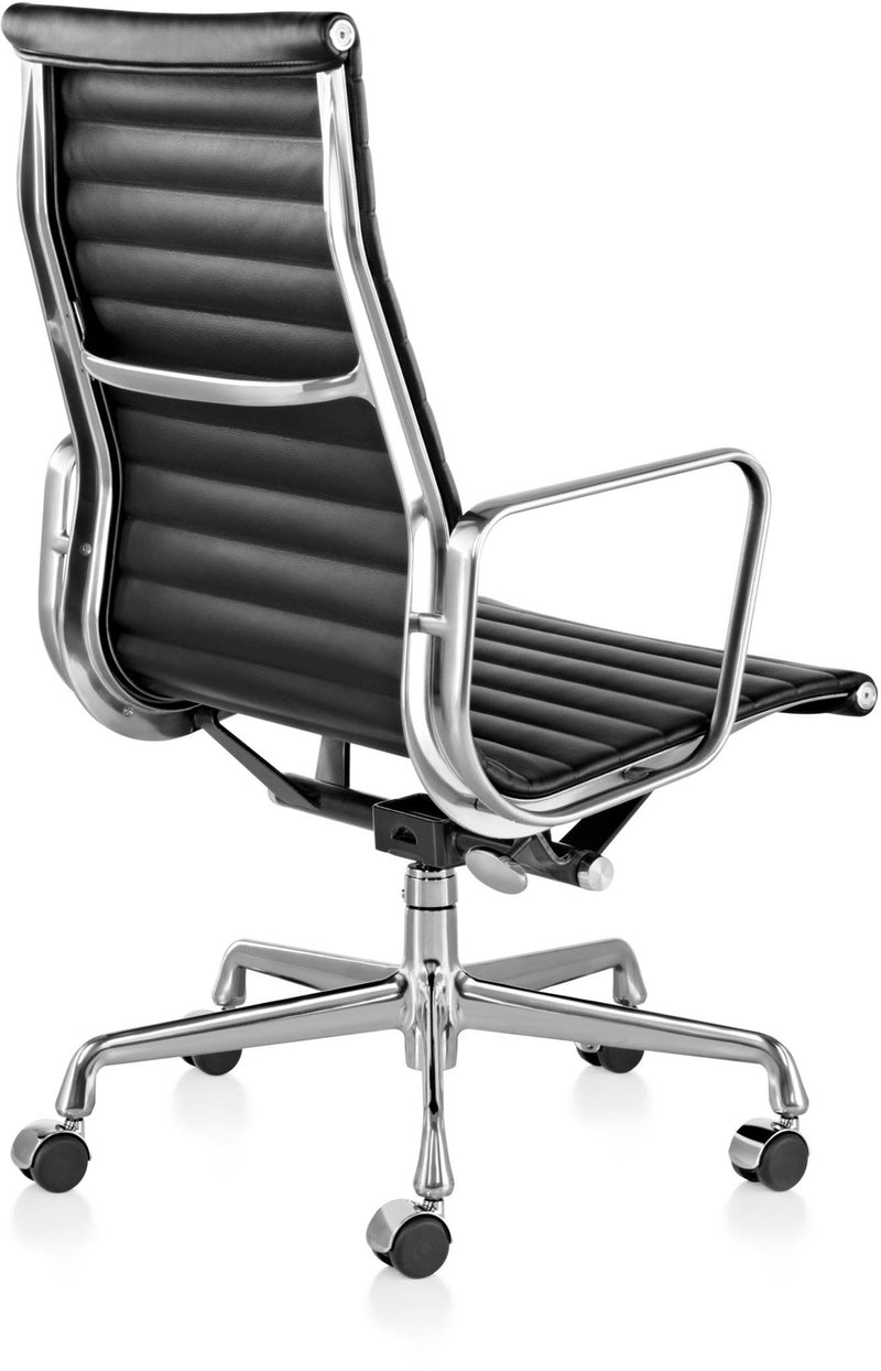 Eames® Aluminum Group Executive Chair - Herman Miller® - Chairs - Manual Seat - Height Adjustment - Polished Aluminum - Prone Obsidian - HORNE