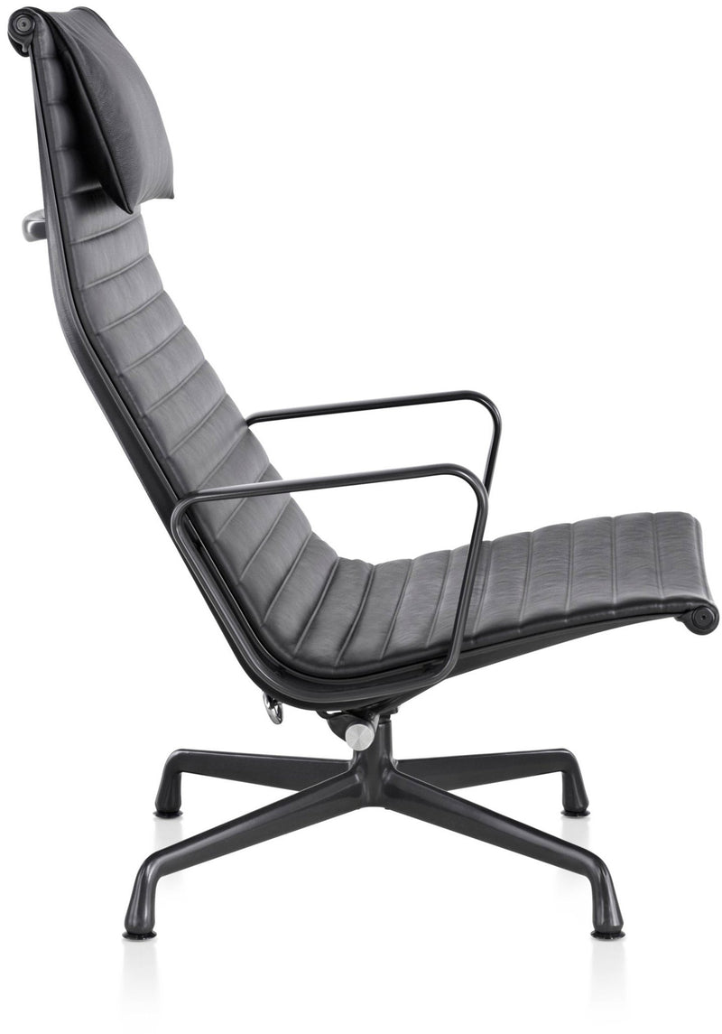 Eames® Aluminum Group Lounge Chair – Tilt & Headrest - Herman Miller® - Chairs - Black - Black Leather - HORNE