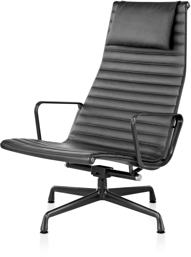 Eames® Aluminum Group Lounge Chair – Tilt & Headrest - Herman Miller® - Chairs - Black - Black Leather - HORNE
