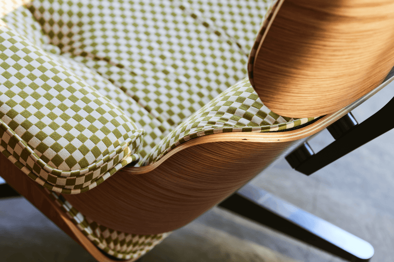 Eames® Lounge Chair and Ottoman - Alexander Girard Check - Herman Miller® - Chairs - Classic - White Oak - Black/White Checker - HORNE