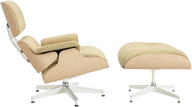 Eames® Lounge Chair and Ottoman - Alexander Girard Check - Herman Miller® - Chairs - Classic - White Oak - Black/White Checker - HORNE