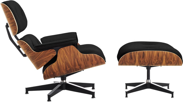 Eames® Lounge Chair and Ottoman - Leather - Herman Miller® - Chairs - Classic - Santos Palisander - Prone Obsidian - HORNE