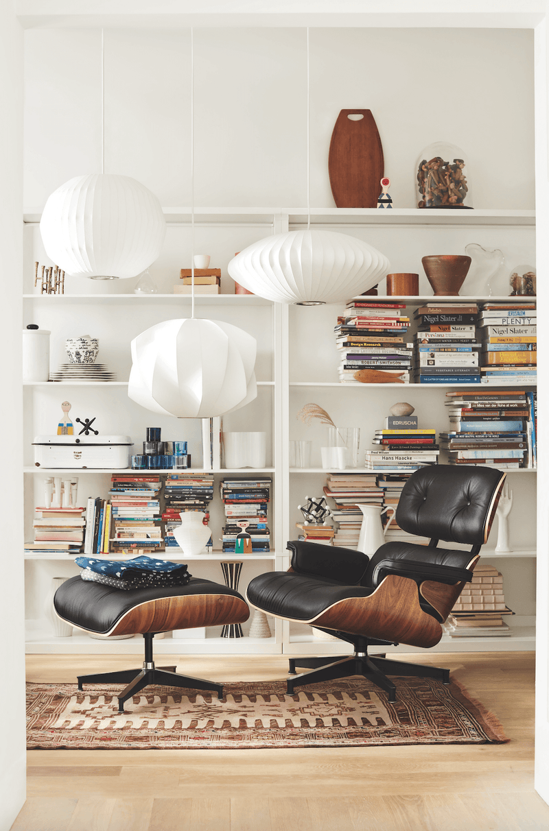 Eames® Lounge Chair and Ottoman - Leather - Herman Miller® - Chairs - Classic - Oiled Walnut - Prone Obsidian - HORNE