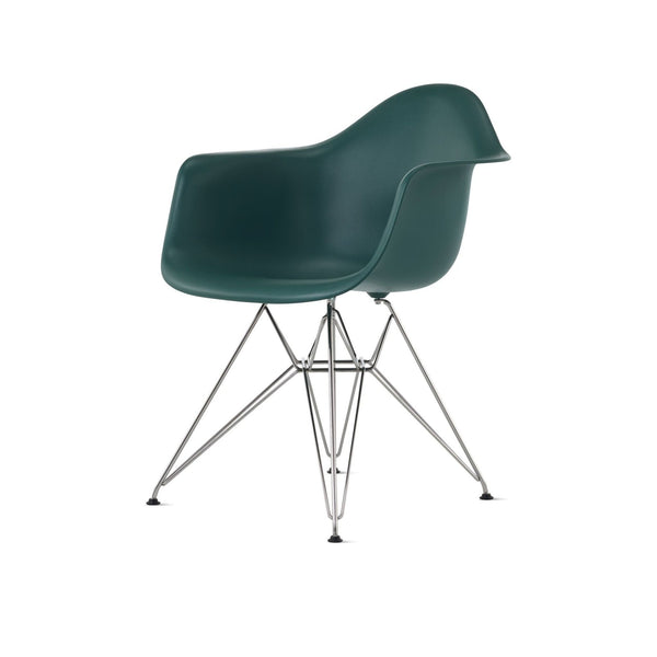 Eames® Molded Plastic Armchair – Wire Base - Herman Miller® - Chairs - White - Standard Glide - Black - HORNE