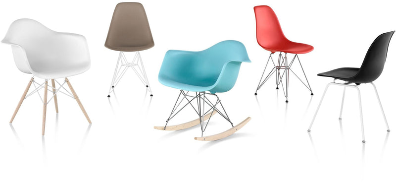 Eames® Molded Plastic Side Chair – 4 - Leg Base - Herman Miller® - Chairs - White - Evergreen - Standard Glide - HORNE