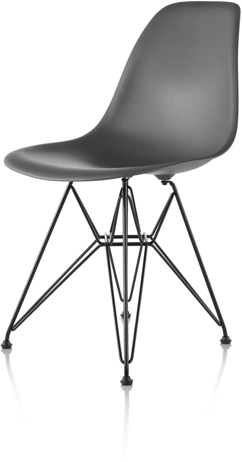 Eames® Molded Plastic Side Chair – Wire Base - Herman Miller® - Chairs - White - Black - Standard Glide - HORNE
