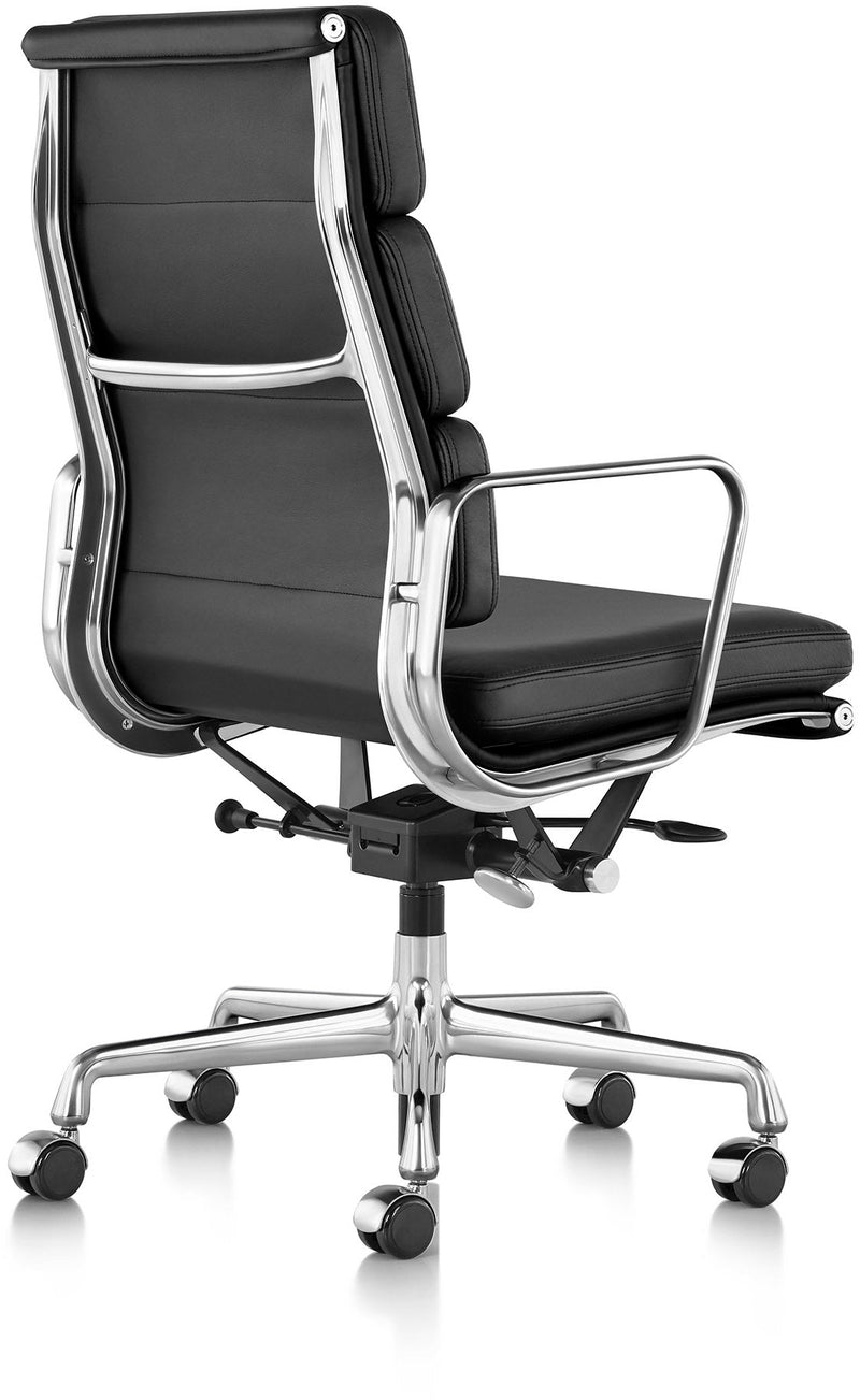 Eames® Soft Pad Executive Chair - Herman Miller® - Chairs - Casters with Manual Seat - Height Adjustment - Polished Aluminum - Prone Obsidian - HORNE