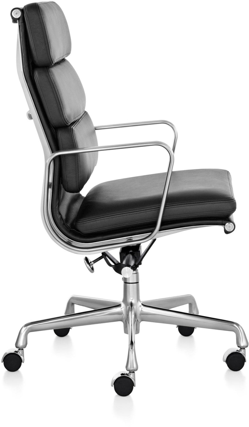 Eames® Soft Pad Executive Chair - Herman Miller® - Chairs - Casters with Manual Seat - Height Adjustment - Polished Aluminum - Prone Obsidian - HORNE
