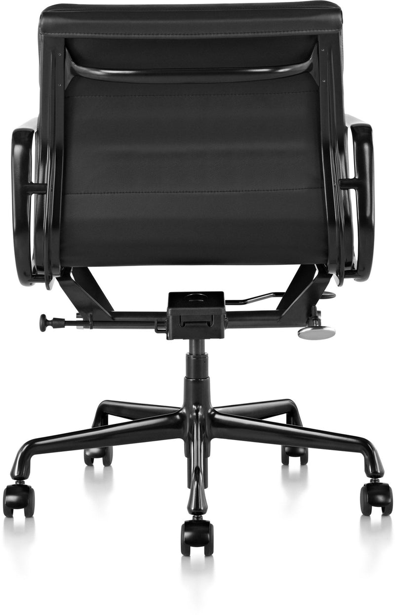 Eames® Soft Pad Management Chair - Herman Miller® - Chairs - Glides with Manual Seat - Height Adjustment - Polished Aluminum - Prone Obsidian - HORNE