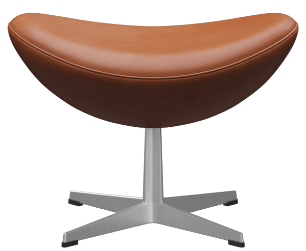 Egg™ Footstool - Fritz Hansen - Stools + Benches + Ottomans - Grace Walnut Leather - Satin Polished Aluminum - HORNE