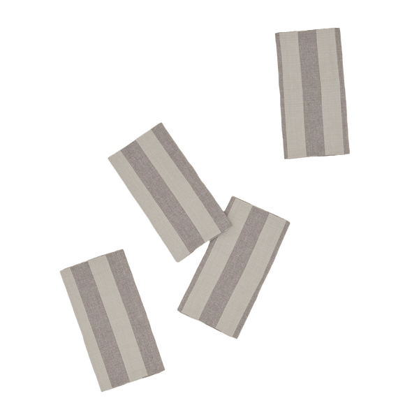 Essential Striped Dinner Napkin - Set of 4 - Hawkins New York - Kitchen + Table Linens - Ghost Grey/ Dark Grey - HORNE