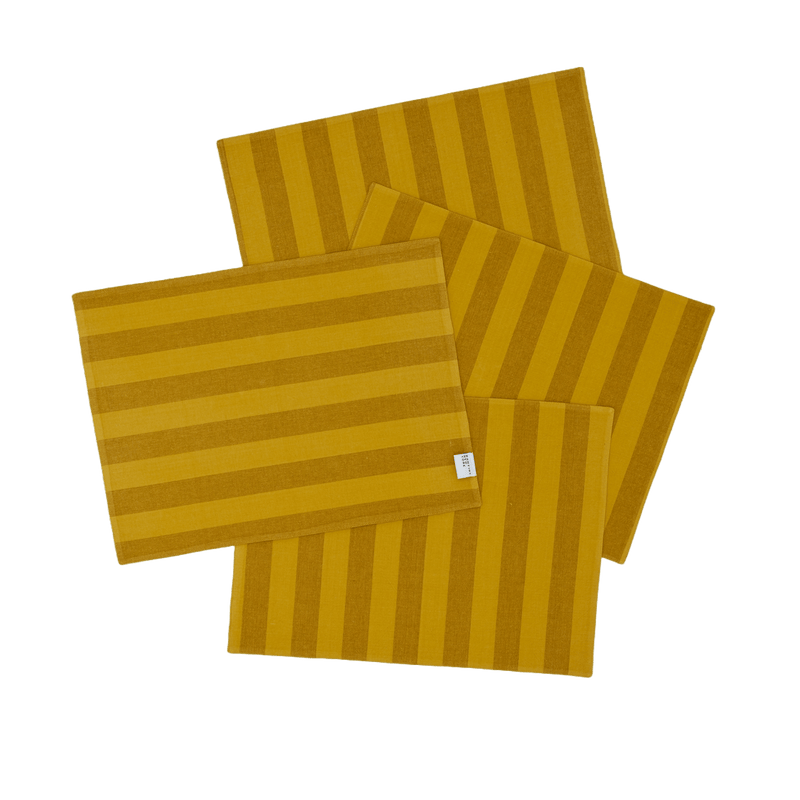 Essential Striped Placemat - Set of 4 - Hawkins New York - Kitchen + Table Linens - Ivory/ Flax - HORNE