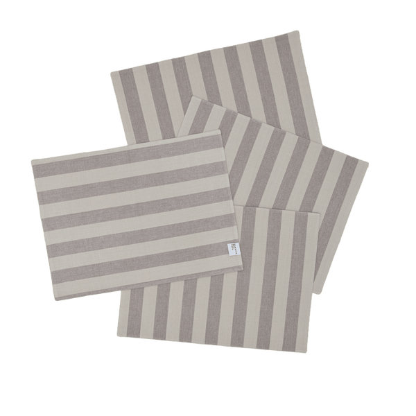 Essential Striped Placemat - Set of 4 - Hawkins New York - Kitchen + Table Linens - Light Grey/ Dark Grey - HORNE