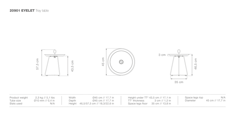 EYELET Tray Table - HOUE - Outdoor Furniture - 17.7