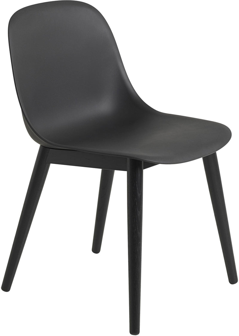 Fiber Side Chair - Wood Base - Muuto - Chairs - Black Shell & Black Base - HORNE