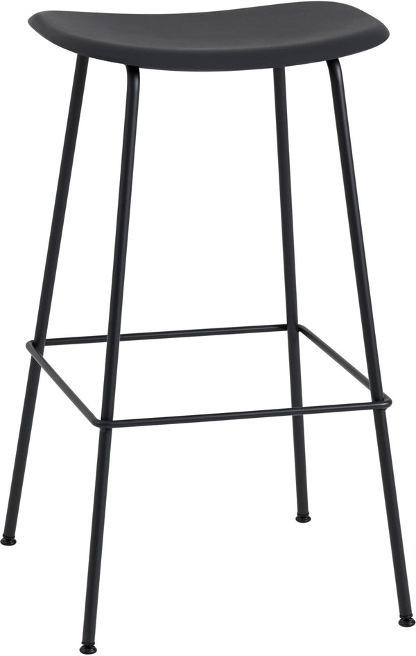 Fiber Stool Without Back - Wire Base - Muuto - Stools + Benches + Ottomans - Black Seat & Black Base - Counter Height - HORNE