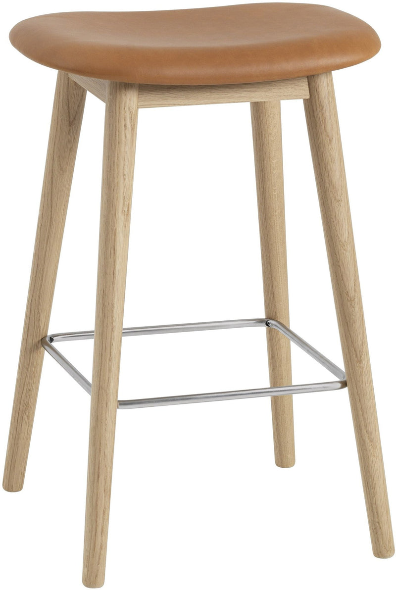 Fiber Stool Without Back - Wood Base - Muuto - Stools + Benches + Ottomans - Black Seat & Black Base - Counter Height - HORNE