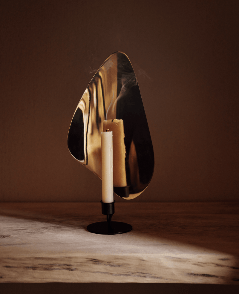 Flambeau Table Candle Holder - Audo Copenhagen - Candle Holders - Large - Black/Polished Brass - HORNE