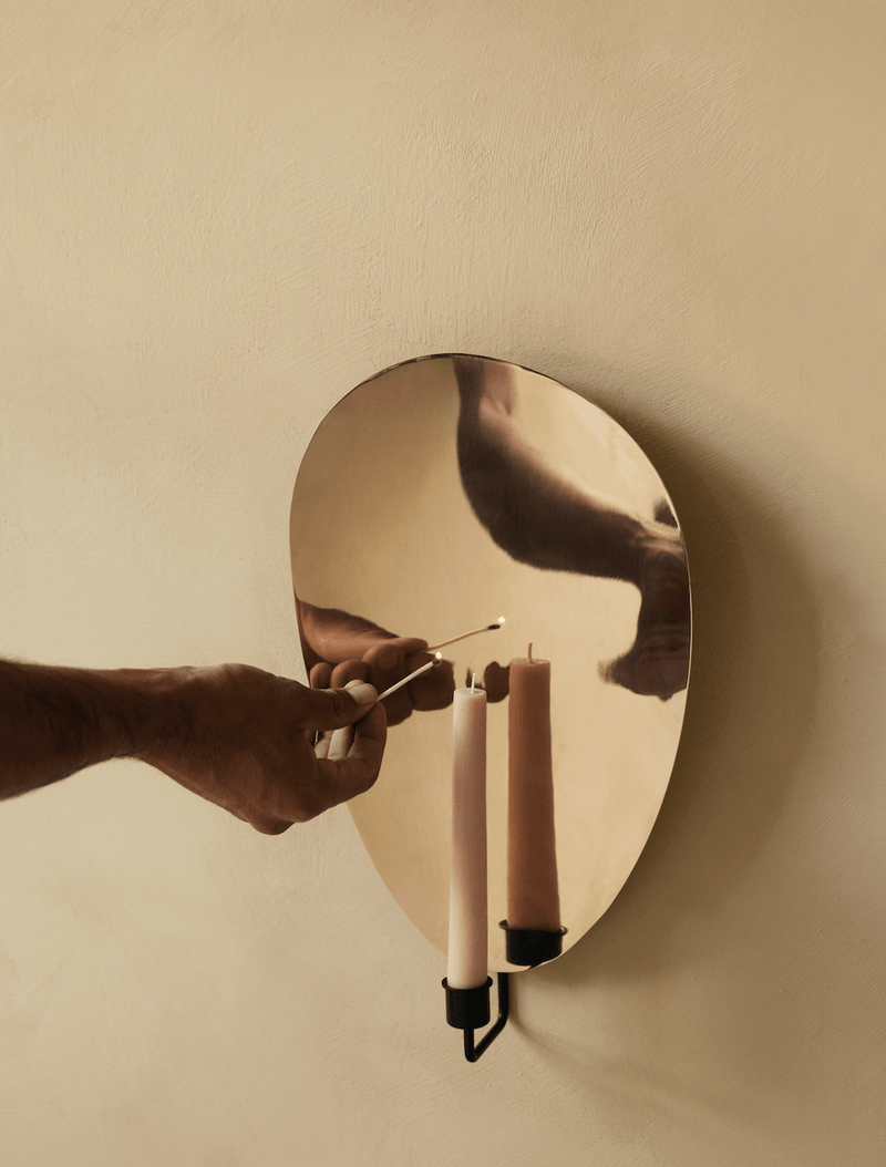 Flambeau Wall Candle Holder - Audo Copenhagen - Candle Holders - Small - Black/Polished Brass - HORNE