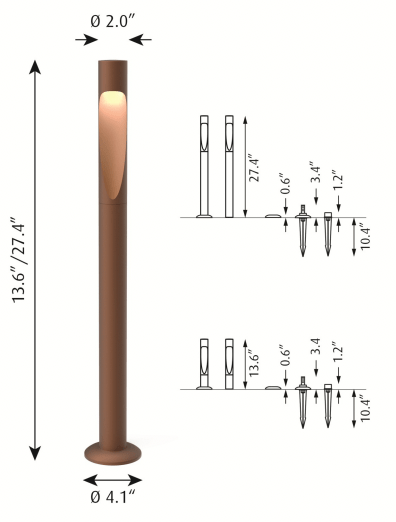 Flindt Garden Bollard - Louis Poulsen - Outdoor Lights - Corten - Short - 2700K LED - Anchor w/o power supply - HORNE