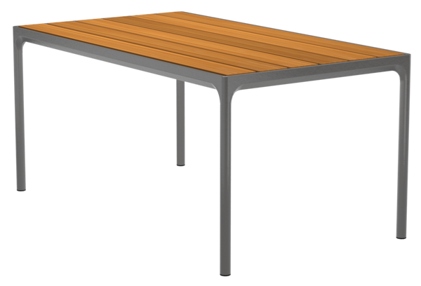 FOUR Dining Table - HOUE - Outdoor Furniture - 35.4" x 63" - Bamboo Top/ Dark Grey Frame - HORNE