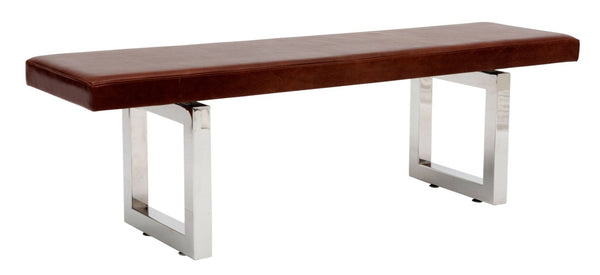GAX 16 Leather Bench - Stainless Steel - Artless - Stools + Benches + Ottomans - 48"W - Stainless Steel - Blackbean - HORNE