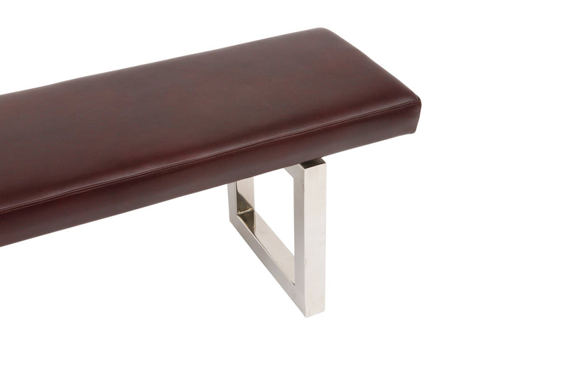 GAX 16 Leather Bench - Stainless Steel - Artless - Stools + Benches + Ottomans - 48