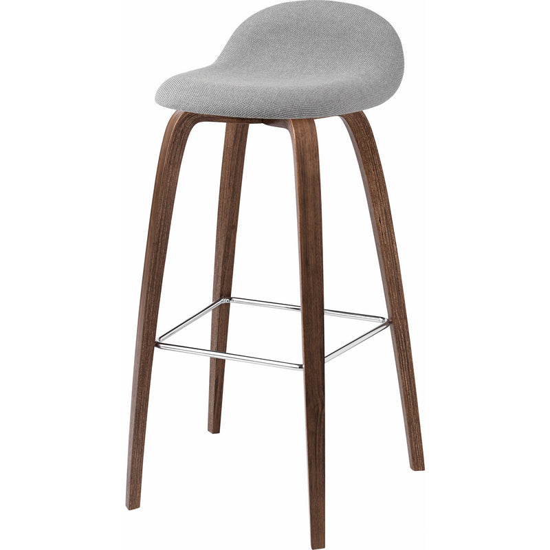 Gubi 3D Stool Upholstered Shell - Wood Base - 25.6
