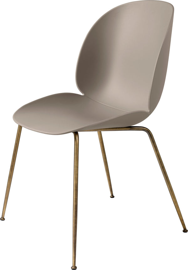 Beetle Dining Chair - Antique Brass Base - Gubi - Chairs - New Beige - HORNE