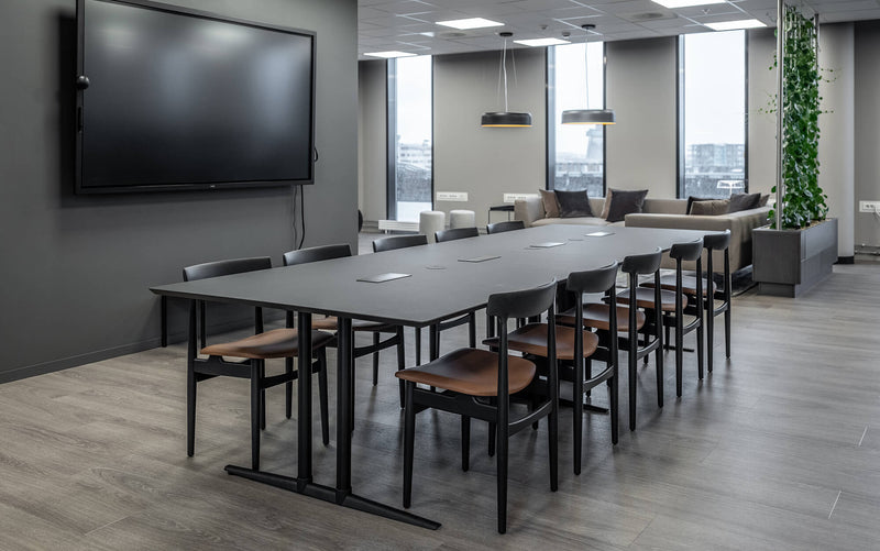 Hertug Dining Chair - Eikund - Chairs - White Oiled Oak - Textile Blackened Blue - HORNE