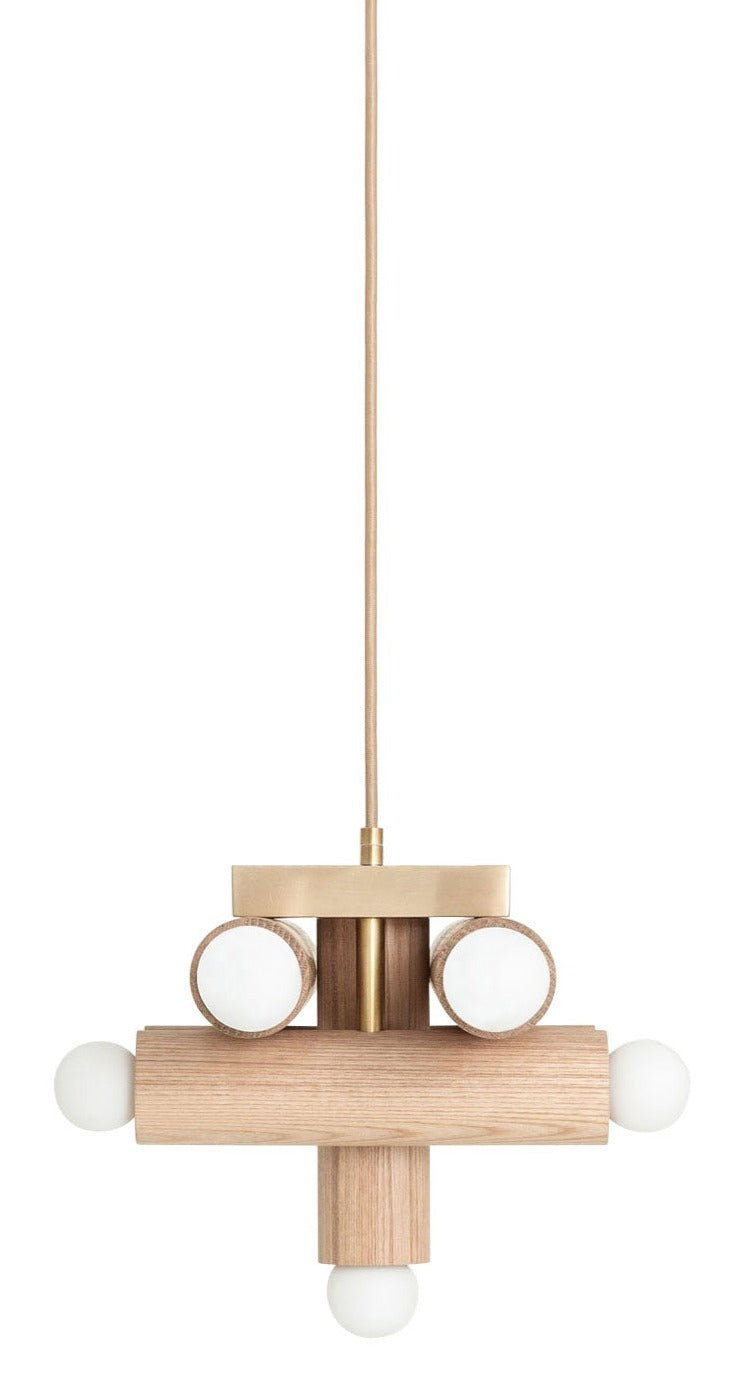 Hieroglyph Pendant - Workstead Pendants - Natural Oak - Hewn Brass + Beige Cord - HORNE