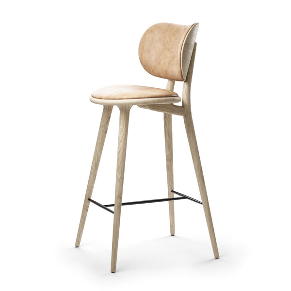 High Stool With Back Rest - Mater - Stools + Benches + Ottomans - Natural Matt Oak - 40.2" - HORNE