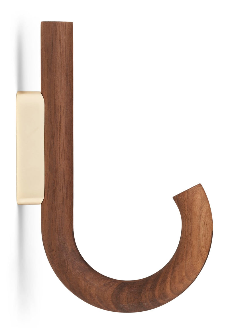 Hook Hanger - Set of 2 - Gejst - Storage + Organization - Oak - Brass - HORNE