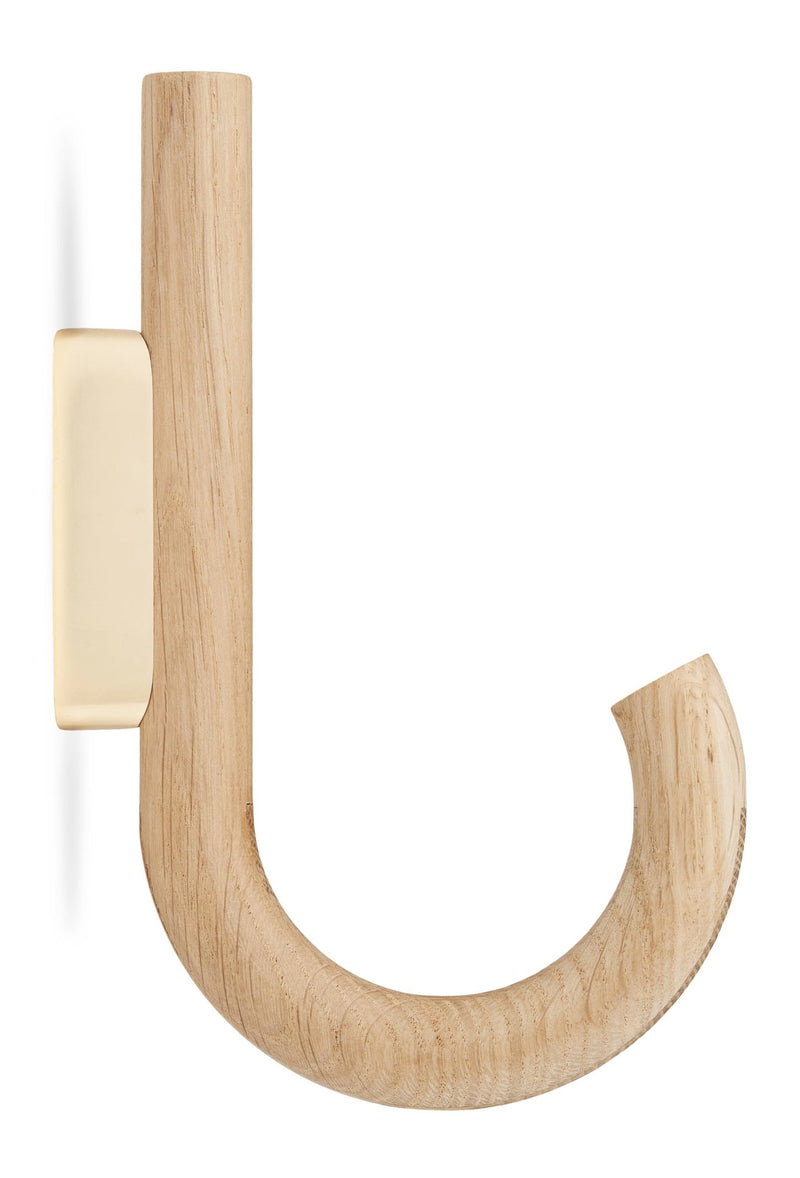 Hook Hanger - Set of 2 - Gejst - Storage + Organization - Oak - Brass - HORNE