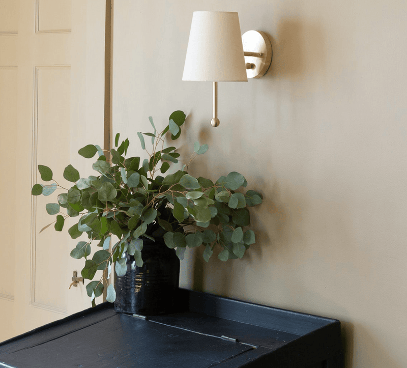House Sconce - Workstead - Wall Sconces - Hardwired - Hewn Brass - Natural Linen - HORNE