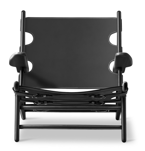Hunting Chair - Fredericia - Chairs - Black Leather/Black Lacquered Oak - HORNE