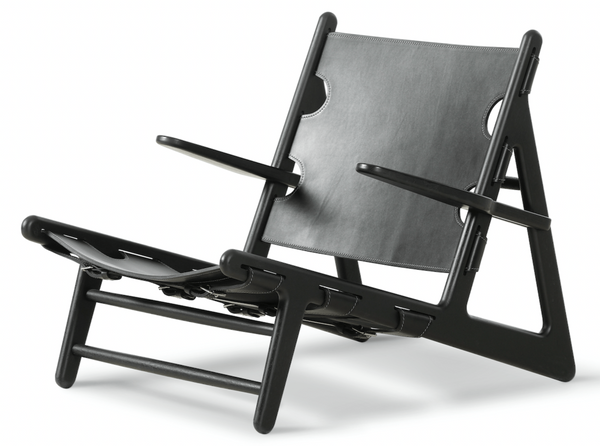 Hunting Chair - Fredericia - Chairs - Black Leather/Black Lacquered Oak - HORNE