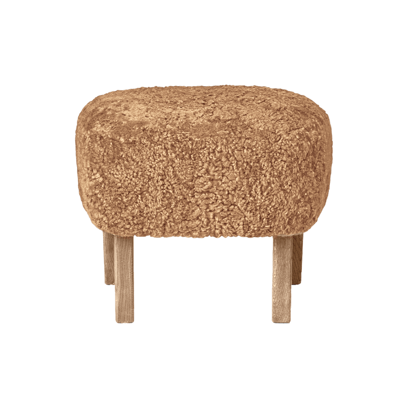 Ingeborg Footstool - Sheepskin - Audo Copenhagen - Stools + Benches + Ottomans - Moonlight - Natural Oak - HORNE