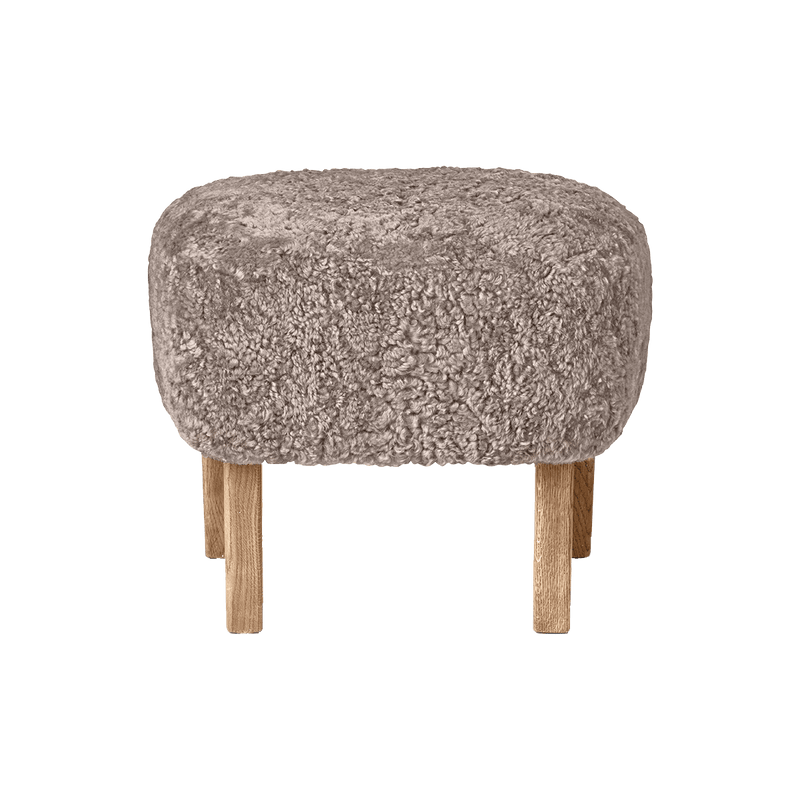 Ingeborg Footstool - Sheepskin - Audo Copenhagen - Stools + Benches + Ottomans - Moonlight - Natural Oak - HORNE
