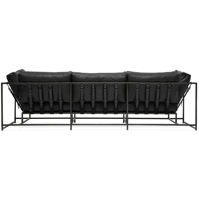 Inheritance Leather Sofa - Black Leather & Blackened Steel Frame