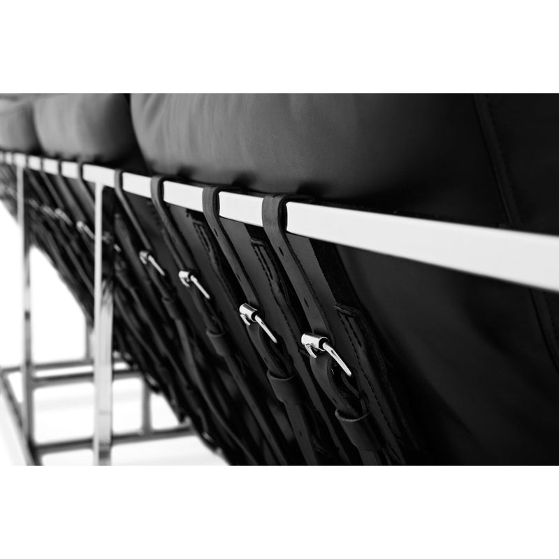 Parallel Leather Sofa - Black Leather & Polished Nickel