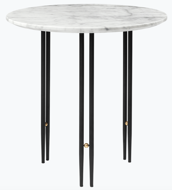 IOI Coffee Table - 19.7"Dia - Gubi - Table + Task - Black Matte - White Carrara Marble - HORNE