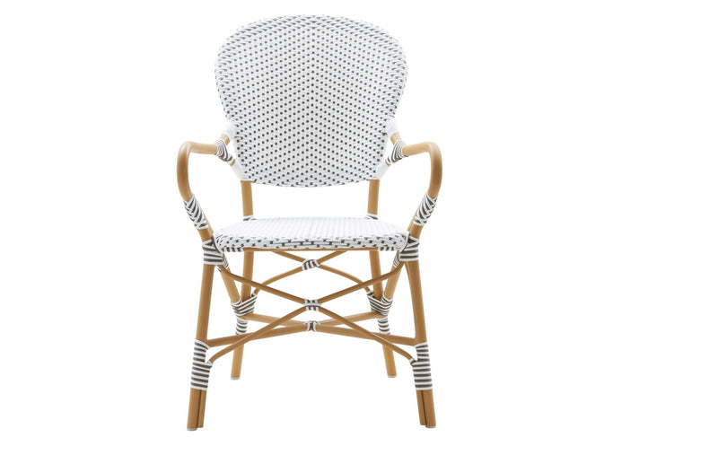 Isabell Arm Chair AluRattan - Sika Design - Outdoor Furniture - White / Cappuccino Dots - White - HORNE