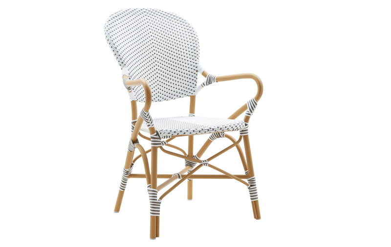 Isabell Arm Chair AluRattan - Sika Design - Outdoor Furniture - White / Cappuccino Dots - White - HORNE