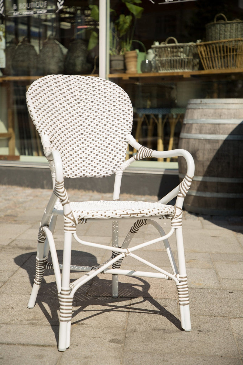 Isabell Arm Chair AluRattan - Sika Design - Outdoor Furniture - White / Cappuccino Dots - White - HORNE
