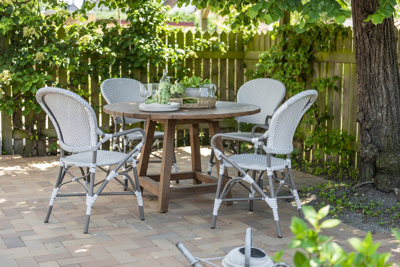 Isabell Arm Chair AluRattan - Sika Design - Outdoor Furniture - White / Cappuccino Dots - White - HORNE