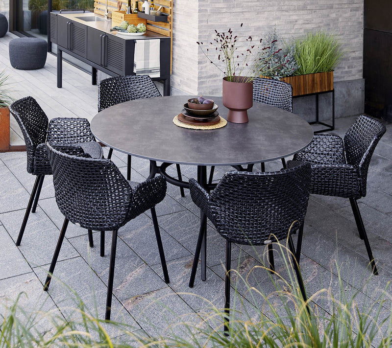 Joy Circular Dining Table - Cane Line - Outdoor Furniture - Lava Grey - Black - HORNE