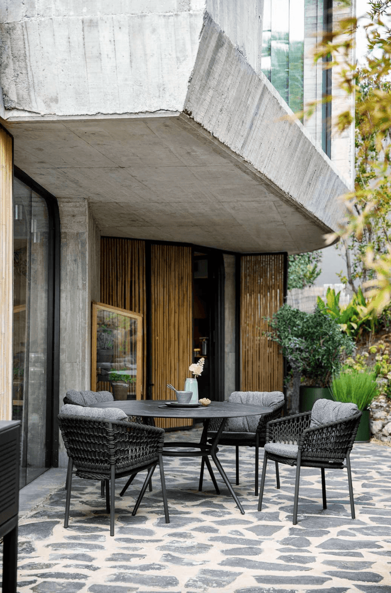 Joy Circular Dining Table - Cane Line - Outdoor Furniture - Lava Grey - Black - HORNE