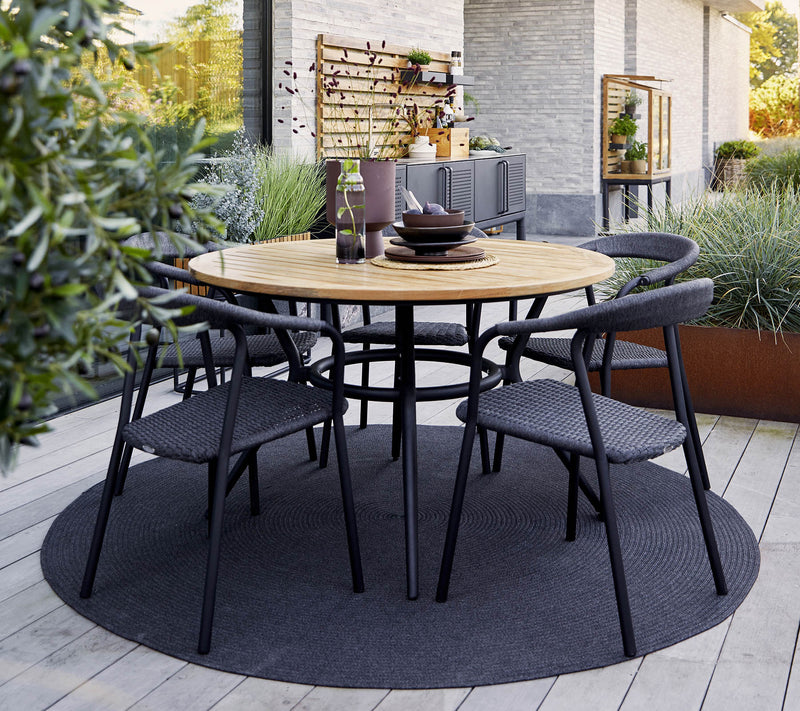 Joy Circular Dining Table - Cane Line - Outdoor Furniture - Lava Grey - Black - HORNE