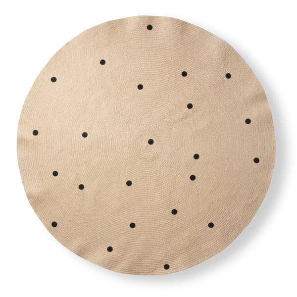 Jute Carpet - Ferm Living Rugs - Large - Black Dots - HORNE